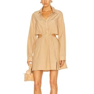 Jonathan Simkhai Tan Buttoned Tie Front Dress